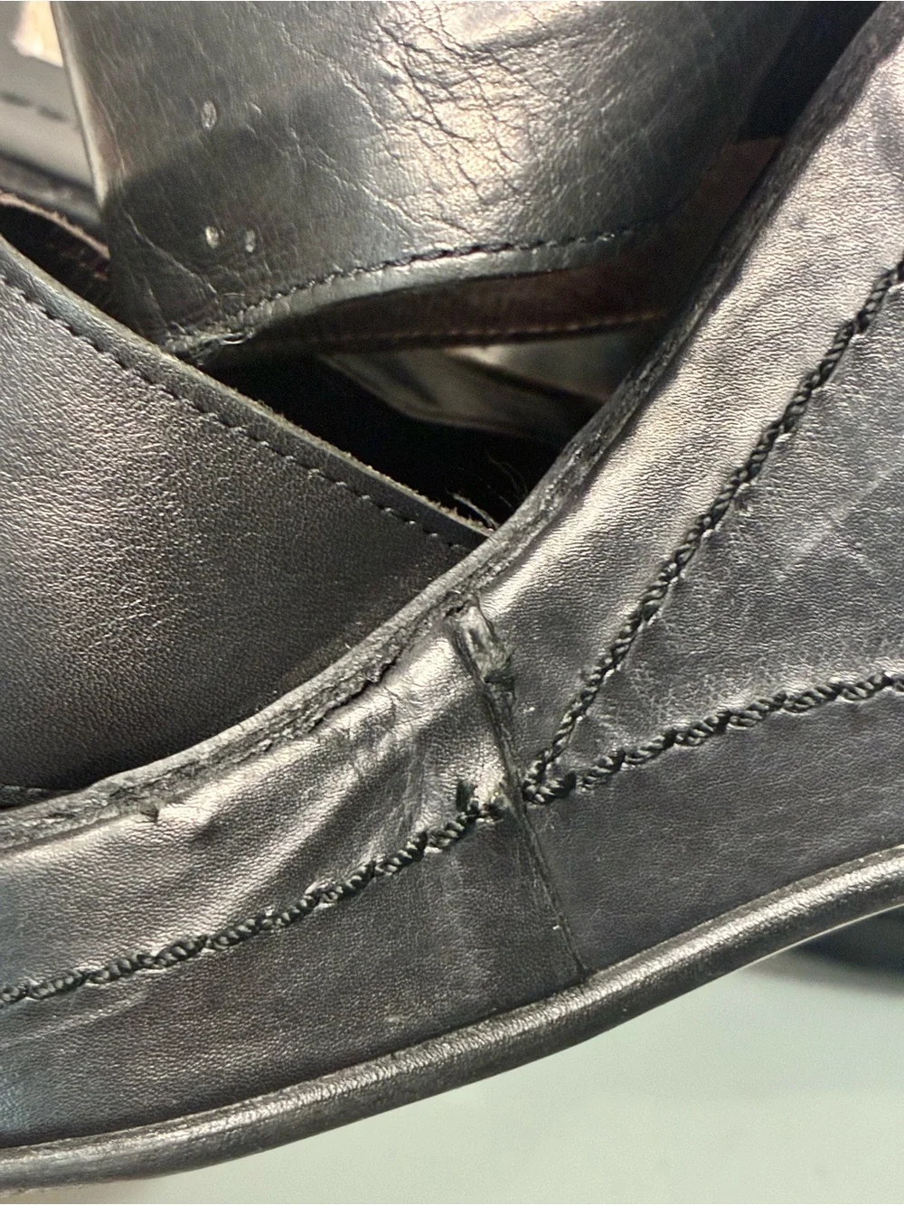 VTG Privilege Paris 40 Women’s 90s Black Leather Platform Wedge Slide Sandals